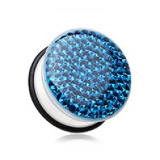 Brilliant Sparkles White Body Single Flared Ear Gauge Plug