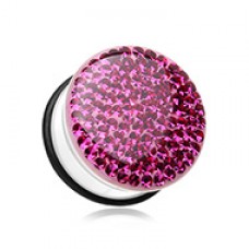 Brilliant Sparkles White Body Single Flared Ear Gauge Plug