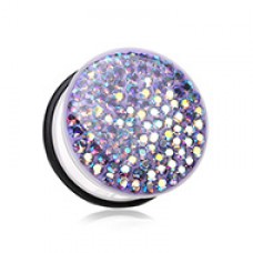 Brilliant Sparkles White Body Single Flared Ear Gauge Plug