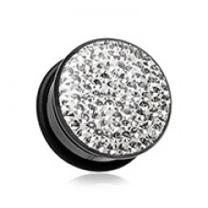 Brilliant Sparkles Black Body Single Flared Ear Gauge Plug