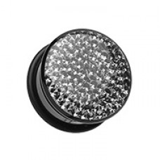 Brilliant Sparkles Black Body Single Flared Ear Gauge Plug