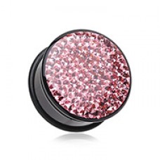 Brilliant Sparkles Black Body Single Flared Ear Gauge Plug