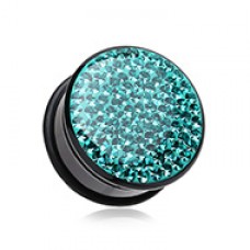 Brilliant Sparkles Black Body Single Flared Ear Gauge Plug