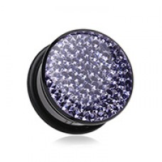 Brilliant Sparkles Black Body Single Flared Ear Gauge Plug