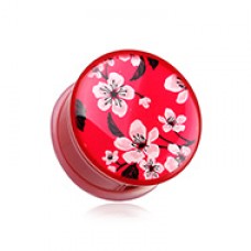 Sakura Cherry Blossom Single Flared Ear Gauge Plug