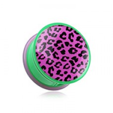 Retro Purple Leopard Print Single Flared Ear Gauge Plug