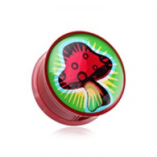 Psychedelic Mushroom Single Flared Ear Gauge Plug