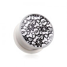 Vintage Floral Lace Print Single Flared Ear Gauge Plug