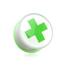 Green Cross Toxic Emergency Single Flared Ear Gauge Plug