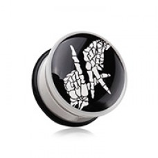 'LA' Reppin Skeleton Hands Single Flared Ear Gauge Plug