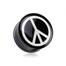 Peace Logo Single Flared Ear Gauge Plug