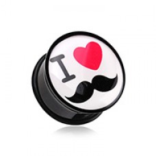 'I Heart Mustache' Single Flared Ear Gauge Plug