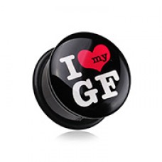 'I Heart my GF' Single Flared Ear Gauge Plug