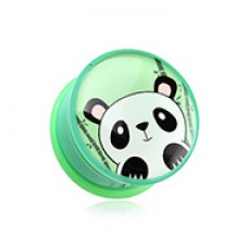Bamboo Panda Single Flared Ear Gauge Plug