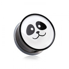 Panda Facial Single Flared Ear Gauge Plug