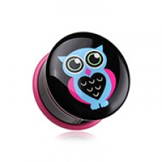 Dreamy Heart Owl Single Flared Ear Gauge Plug