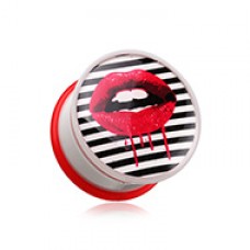 Dripping Lip Pop Art Single Flared Ear Gauge Plug