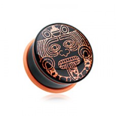 Mayan Calendar God Single Flared Ear Gauge Plug