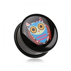 Retro Owl Single Flared Ear Gauge Plug