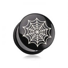 Spider Web Single Flared Ear Gauge Plug 