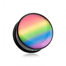 Pastel Rainbow Gradient Single Flared Ear Gauge Plug
