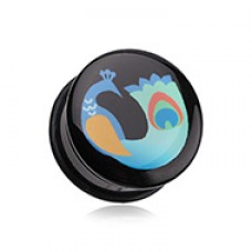 Vibrant Peacock Single Flared Ear Gauge Plug