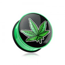 Marijuana Cannabis Pot Leaf  Weed Single Flared Ear Gauge Plug