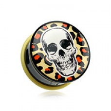 Leopard Skull Single Flared Ear Gauge Plug
