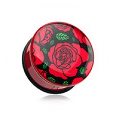 Romantic Rose Flower Single Flared Ear Gauge Plug
