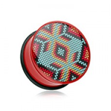 Red Navajo Beads Single Flared Ear Gauge Plug