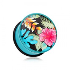 Hawaii Luau Flower Single Flared Ear Gauge Plug