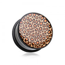 Brown Leopard Animal Print Single Flared Ear Gauge Plug
