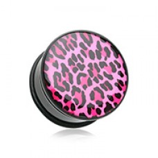 Roseate Pink Leopard Print Single Flared Ear Gauge Plug
