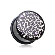 Purple Snow Leopard Print Single Flared Ear Gauge Plug