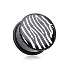 Zebra Print Single Flared Ear Gauge Plug