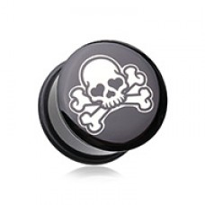 Pirate Emo Skull Single Flared Ear Gauge Plug