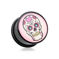Daisy the Sugar Skull Single Flared Ear Gauge Plug