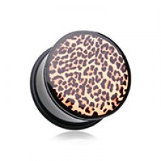 African Leopard Print Single Flared Ear Gauge Plug