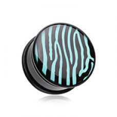Zebra Azure Single Flared Ear Gauge Plug