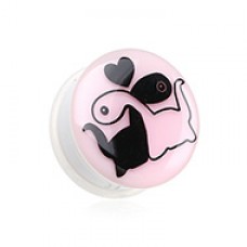 Glow in the Dark Dino Love Single Flared Ear Gauge Plug