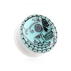 Glow in the Dark Spider Web Sugar Web Single Flared Ear Gauge Plug