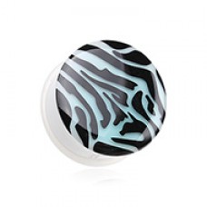 Glow in the Dark Zebra Stripe Single Flared Ear Gauge Plug
