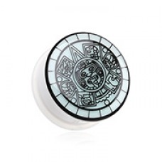 Glow in the Dark Mayan Calendar Single Flared Ear Gauge Plug