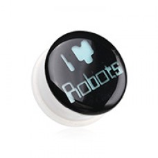 Glow in the Dark I Heart Robots Single Flared Ear Gauge Plug