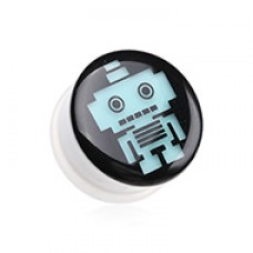 Glow in the Dark Robot Single Flared Ear Gauge Plug
