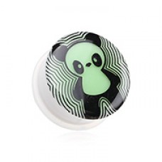 Glow in the Dark Panda Single Flared Ear Gauge Plug