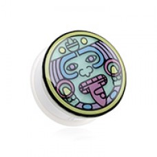 Glow in the Dark Multi Colored Mayan Single Flared Ear Gauge Plug