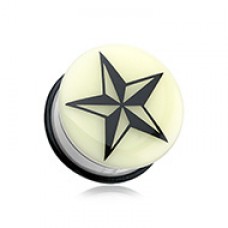 Glow in the Dark Nautical Star Single Flared Ear Gauge Plug
