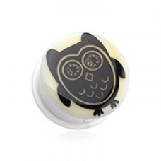Glow in the Dark Baby Owl Single Flared Ear Gauge Plug