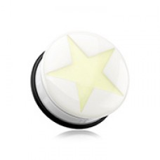 Glow in the Dark Solo Star Single Flared Ear Gauge Plug